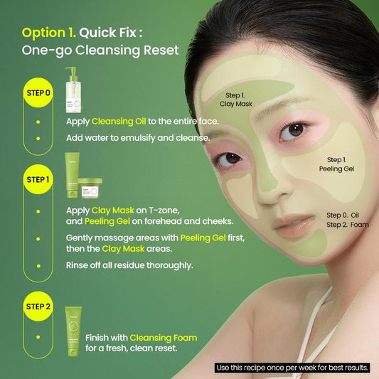 Skin Detox Cleansing Kit – Mung Bean Oil + Foam Cleanser + Peeling Gel + Clay Mask