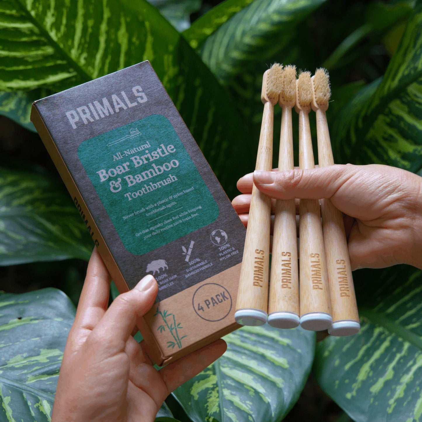 Boar Bristle & Bamboo Toothbrush (4 Pack)