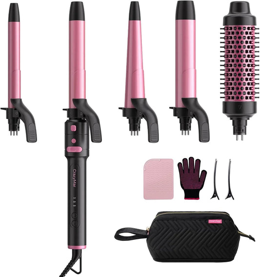 ✨ Perfect Curls, Effortless Beauty — CrazyMar 5-in-1 Rotating Curling Iron Set