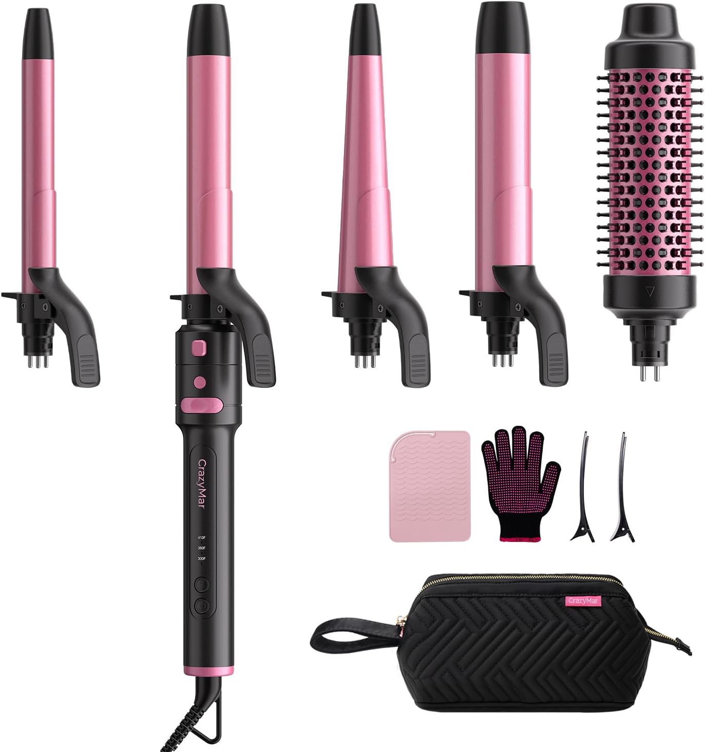 CrazyMar 5-in-1 Rotating Curling Iron Set