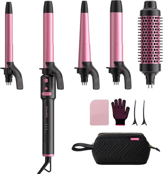 CrazyMar 5-in-1 Rotating Curling Iron Set