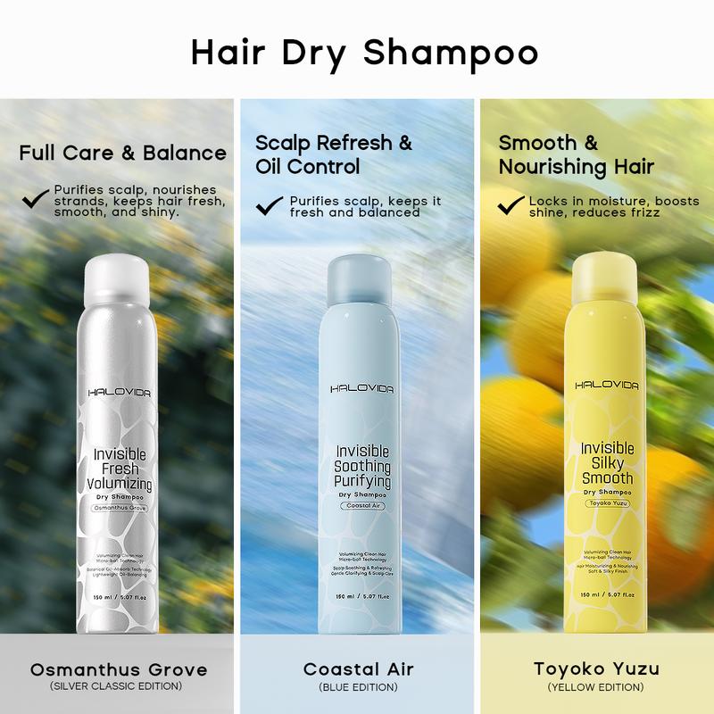 Instant Fresh Volumizing Dry Shampoo – Transparent, Oil-Control, No White Cast, All Hair Colors