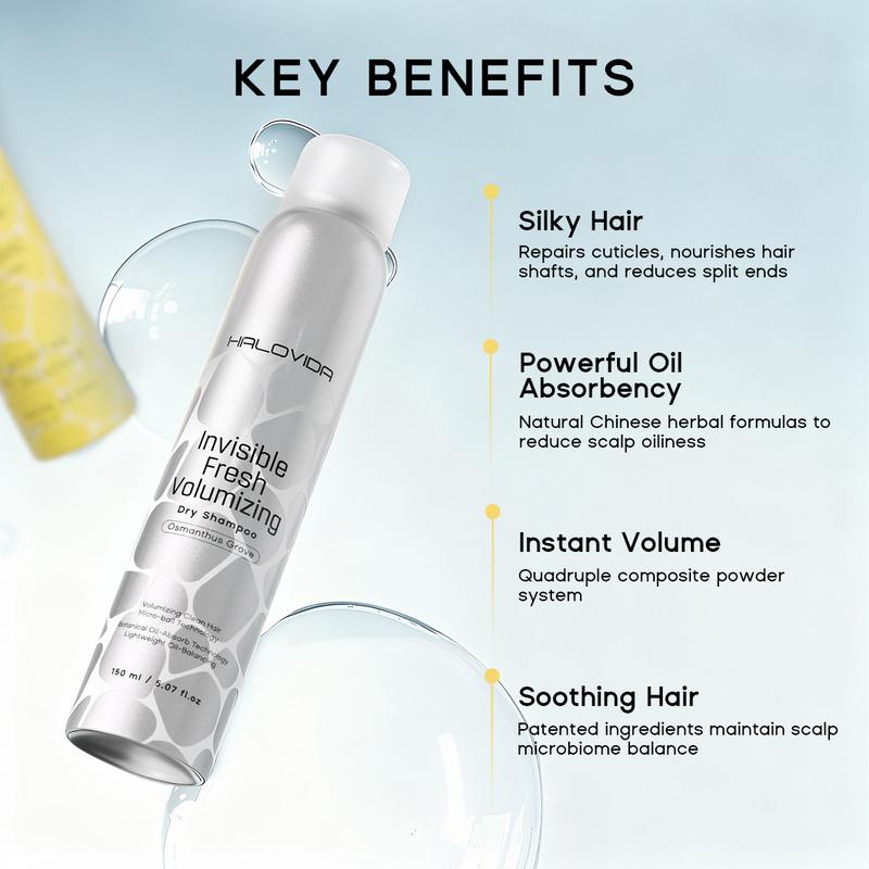 Instant Fresh Volumizing Dry Shampoo – Transparent, Oil-Control, No White Cast, All Hair Colors