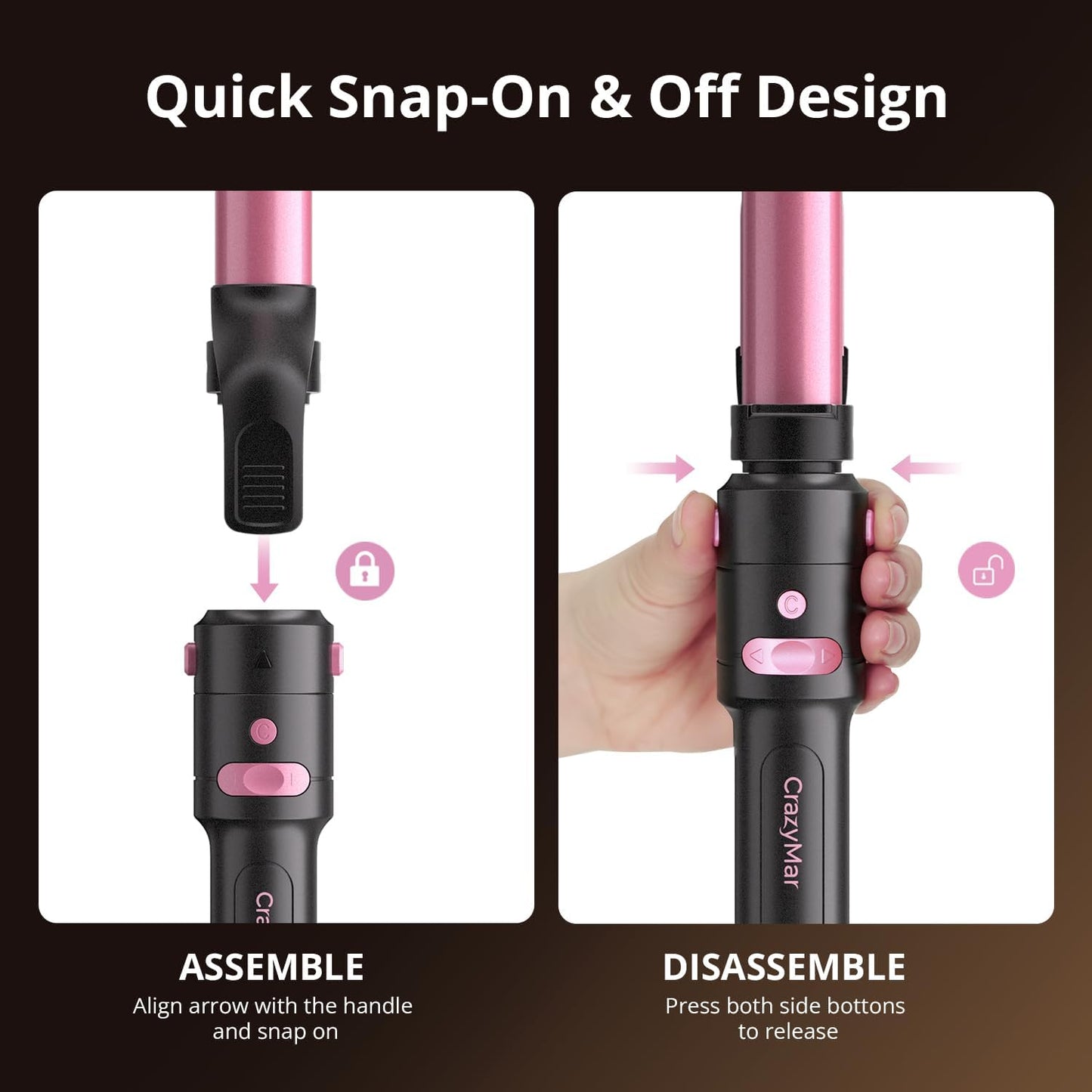CrazyMar 5-in-1 Rotating Curling Iron Set