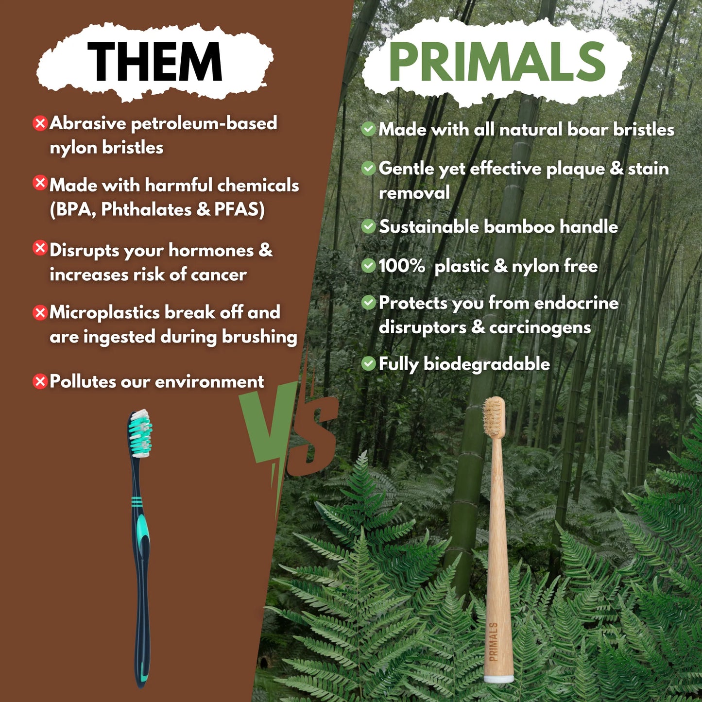 Boar Bristle & Bamboo Toothbrush (4 Pack)